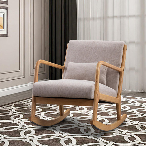 Isabelle & Max™ Simple Upholstered Rocking Chair With Solid Wood Arms